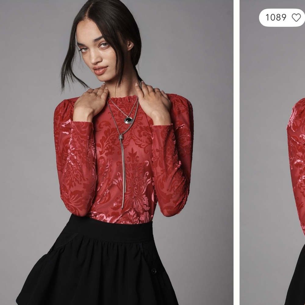 By Anthropologie Sheer Burnout Top NWT